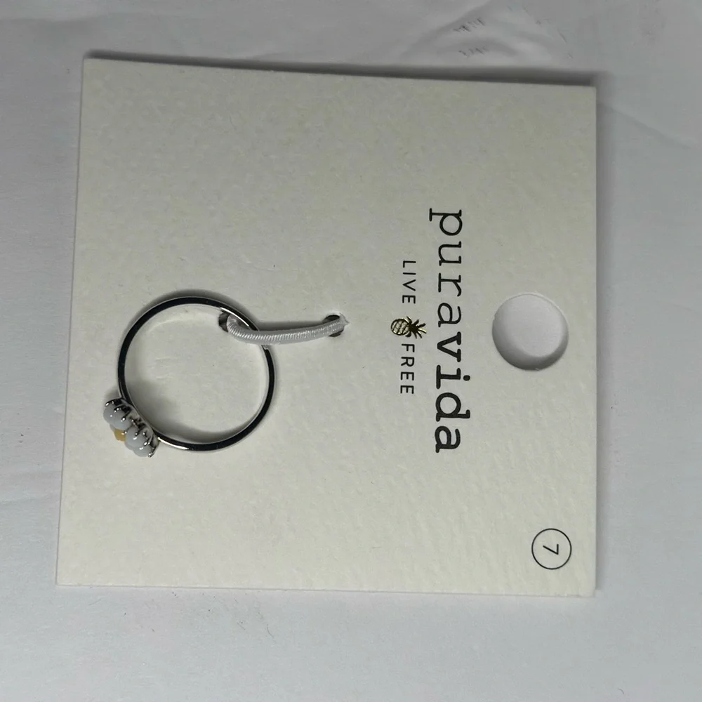 Pura Vida Beaded Daisy Ring Size 7 • Silver‎ Tone • NWT